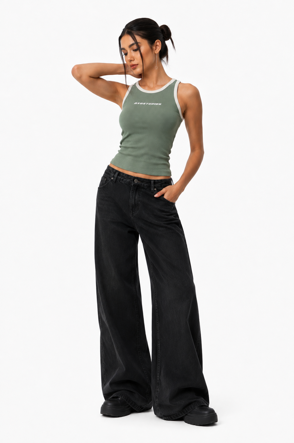 Classy Tank Top - Green/White
