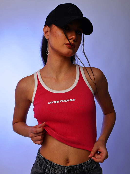 DXD Studios Classy Tank Top, contrast trim ribbed cotton, image 1