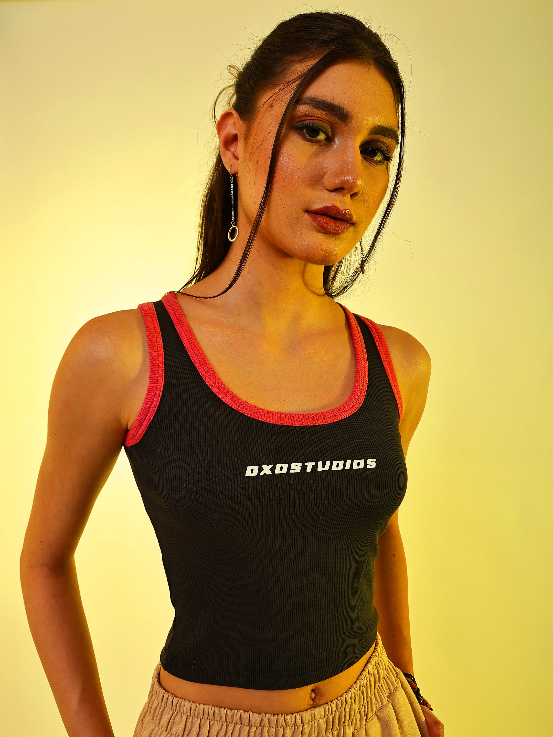 DXD Studios Classy Tank Top, contrast trim ribbed cotton, image 7