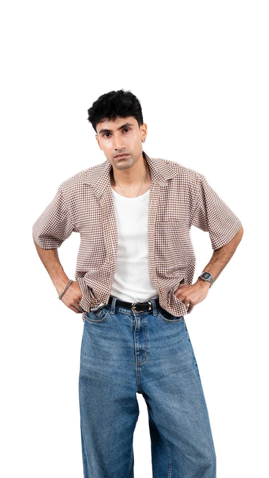 TERRA BROWN CHECK SHIRT - dxdstudios